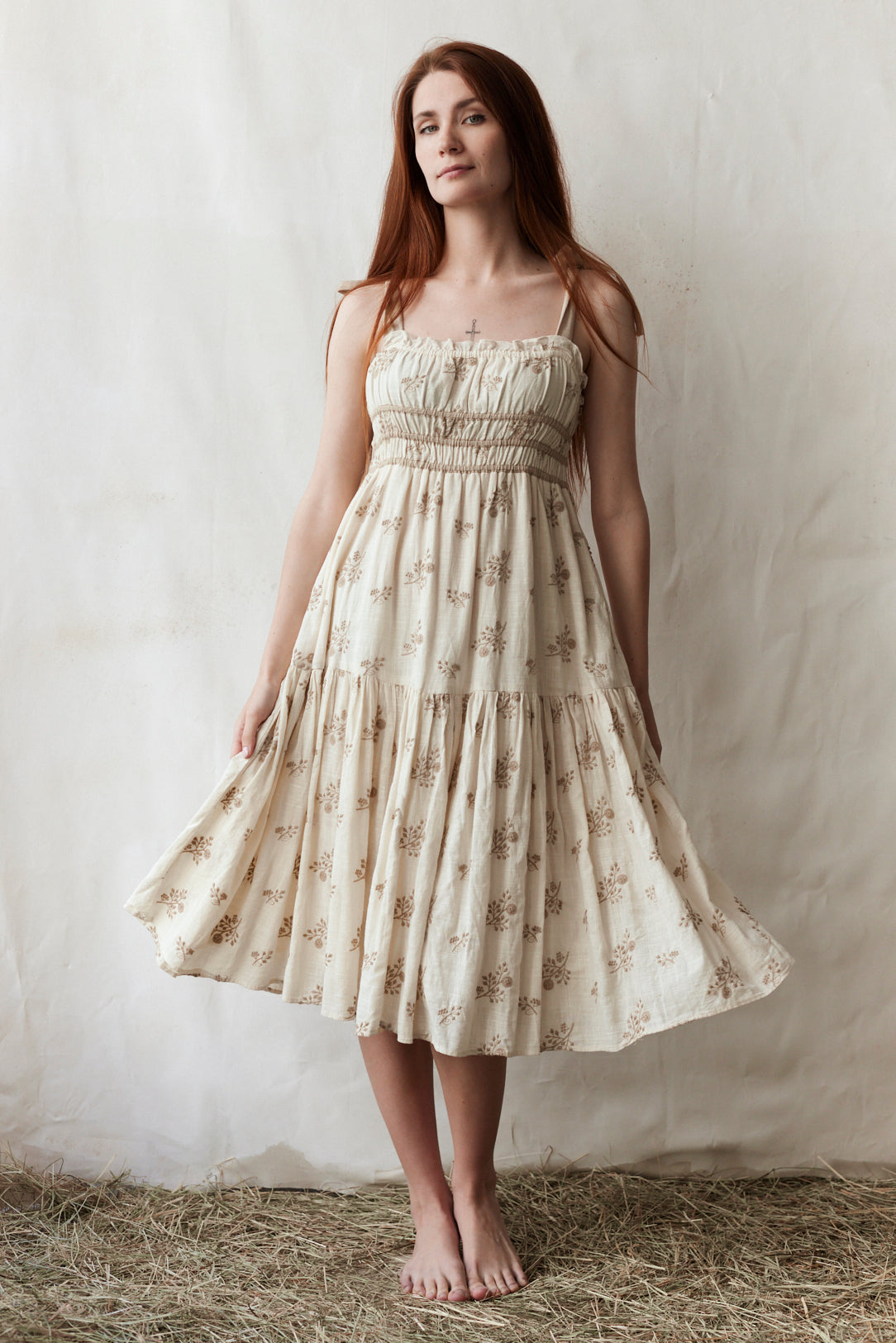 Robe 'Emily' brodérie anglaise à bretelles crème cream / L/XL