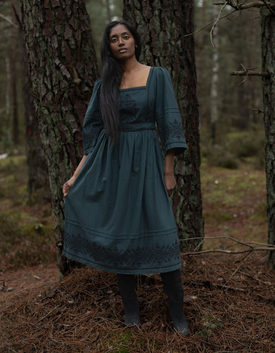 Austra” embroidered dress forest green – voriagh - sisters from Austra” embroidered dress forest green – voriagh - sisters from