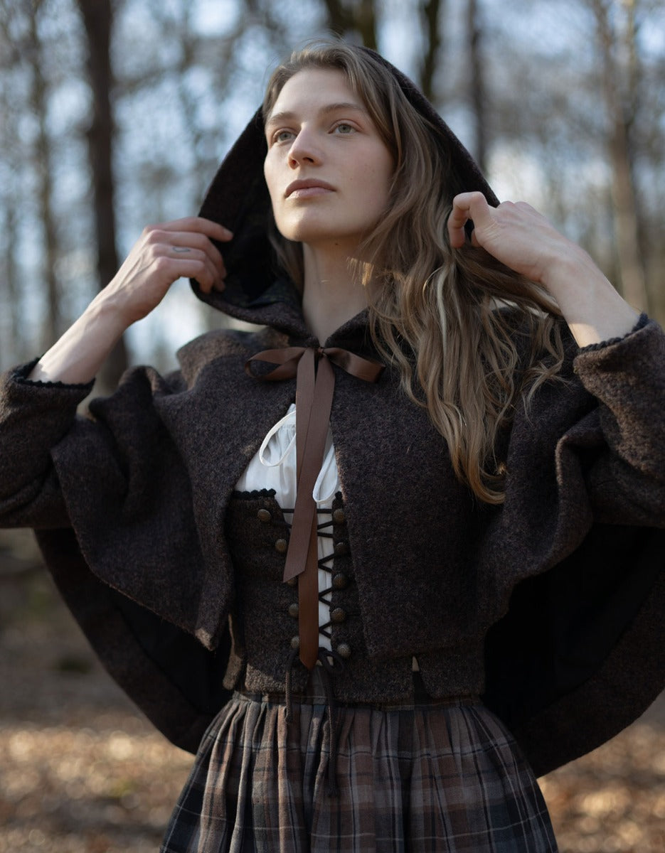what winter cape medival dress Winter's Ridge Faux Fur Trimmed Cloak Pin/Brooch not included Medieval cloak with shoulder cape