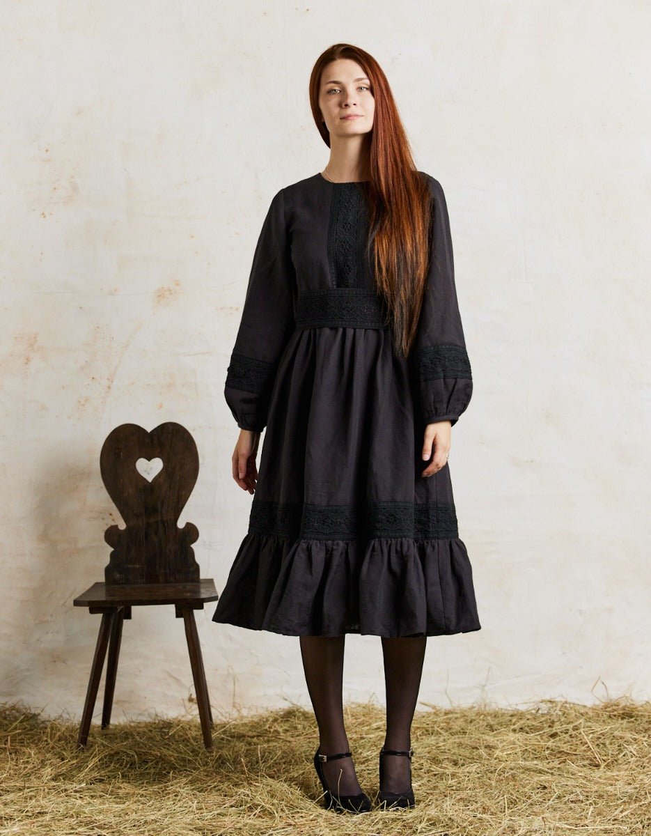 Robe 'Misha' midi noire – voriagh