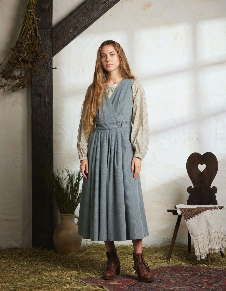 Yana Corduroy Jumper Dress lagoon