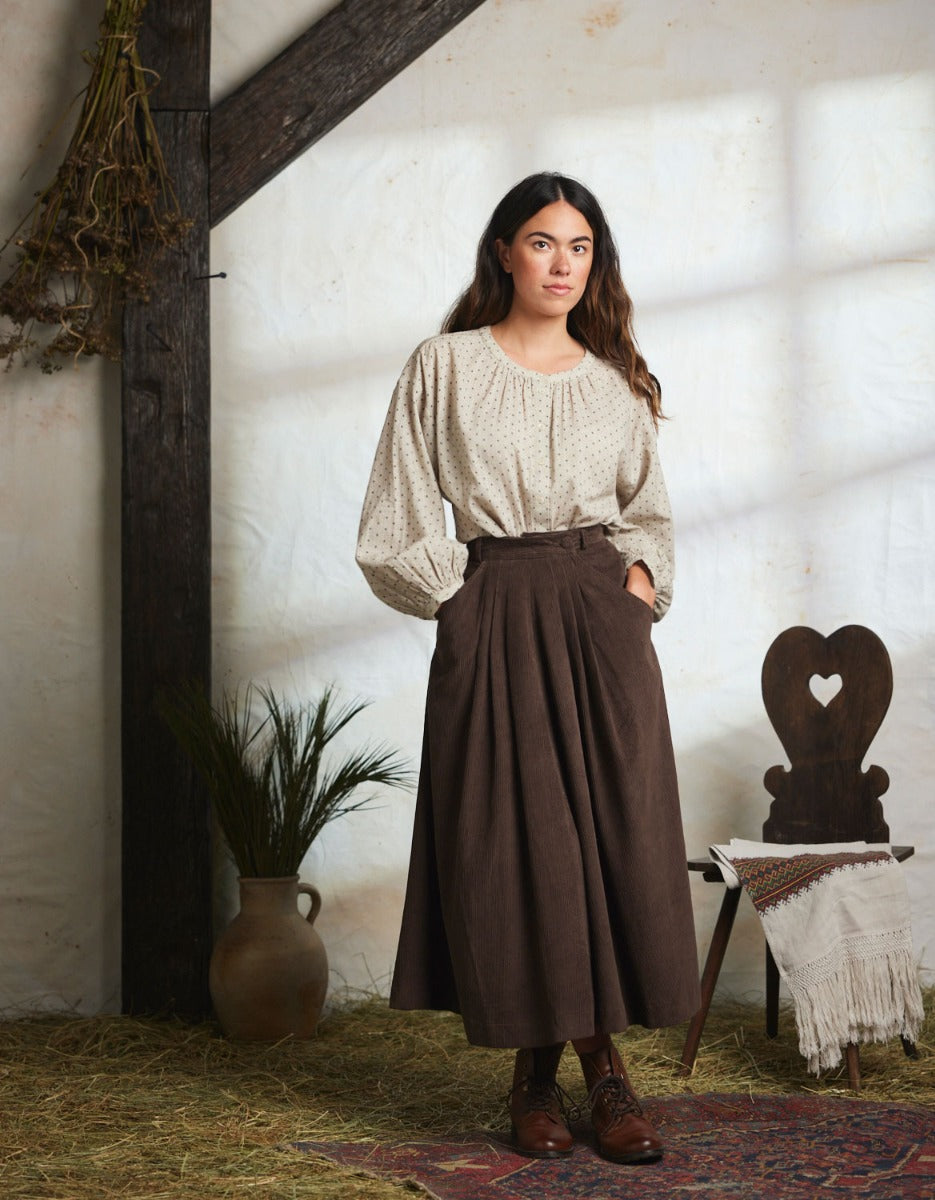 Corduroy Fabric Skirt | Yana Autumn Skirt | Unique Folk Designs