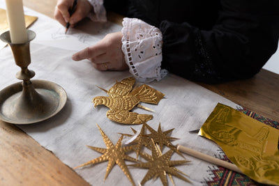 Golden Forest Ornaments – Hand-Embossed Decorations by Olivia