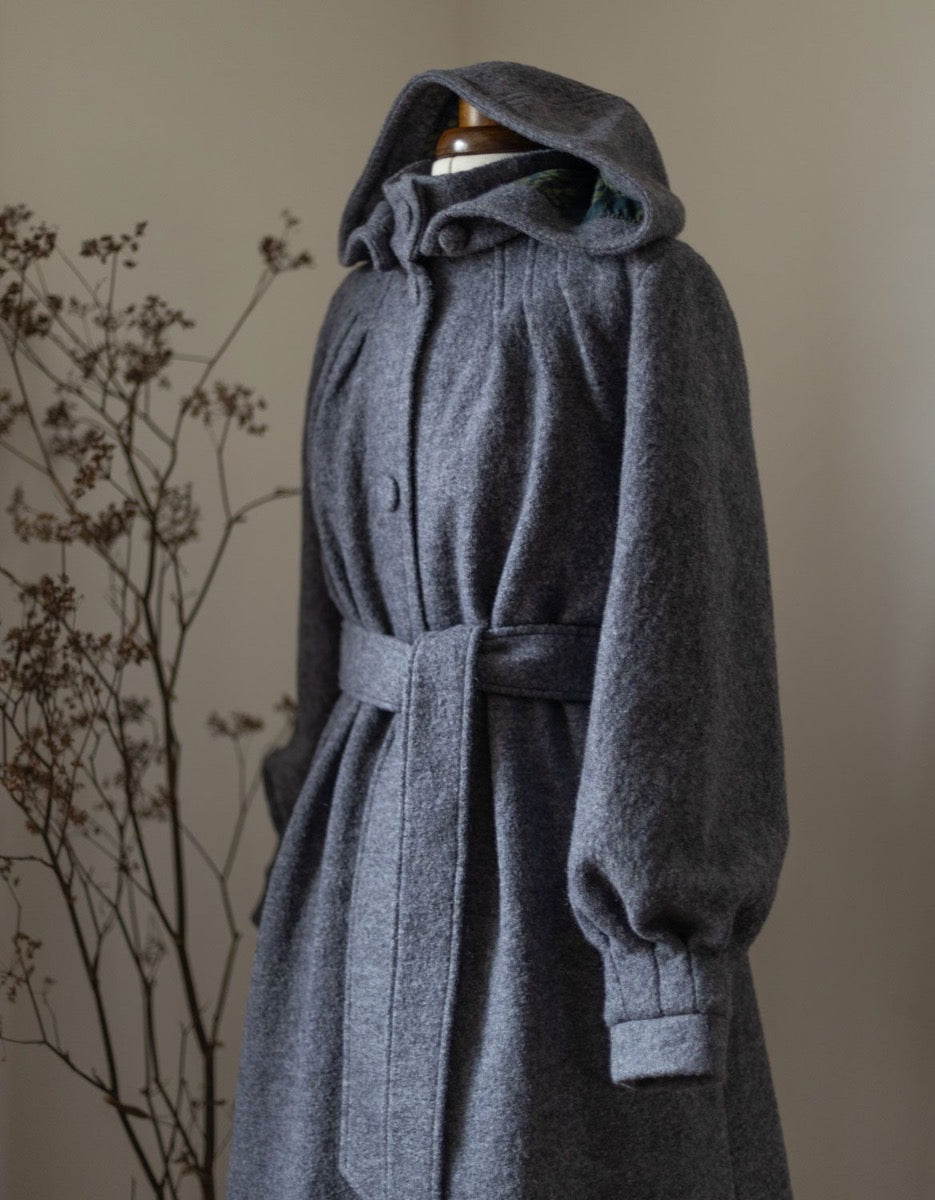 "Aneta" maxi coat in grey pure wool