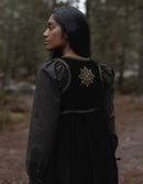 "Nelda" embroidered black velvet over dress