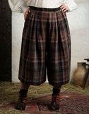 Pantalon 'Vera' en lin écossais marron