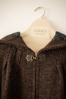 Manteau-cape à capuche “Aneta” pure laine marron