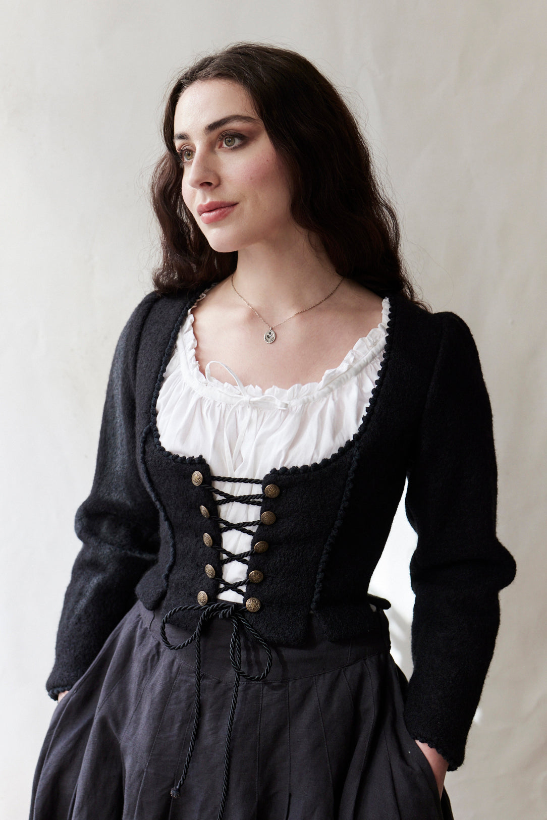 "Aneta" corset jacket in black wool