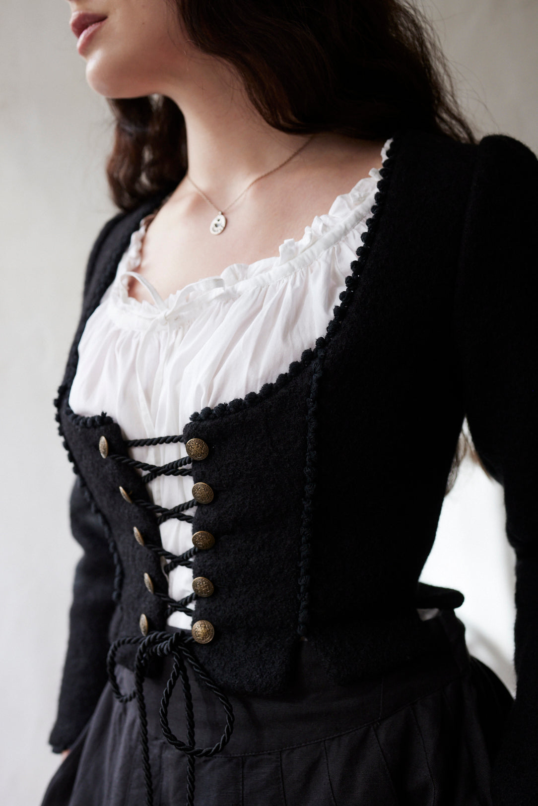 "Aneta" corset jacket in black wool