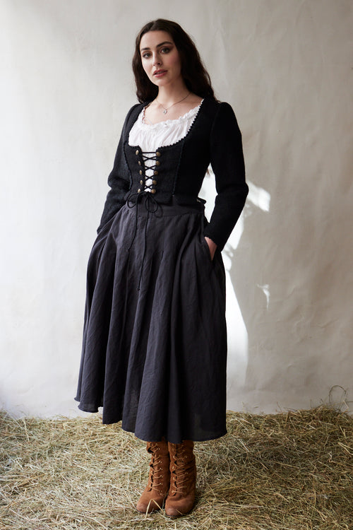 "Aneta" corset jacket in black wool