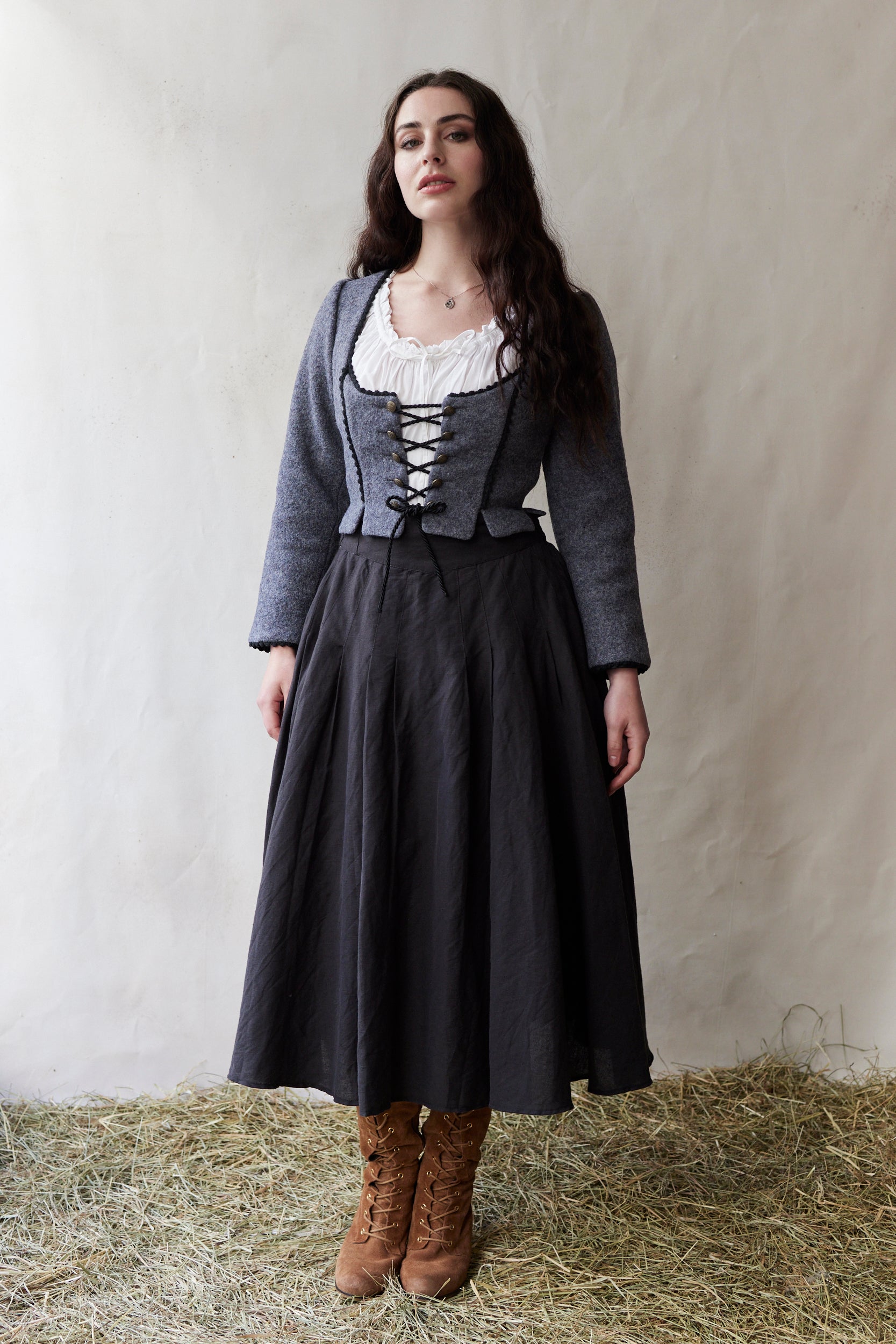 "Aneta" corset jacket in grey wool