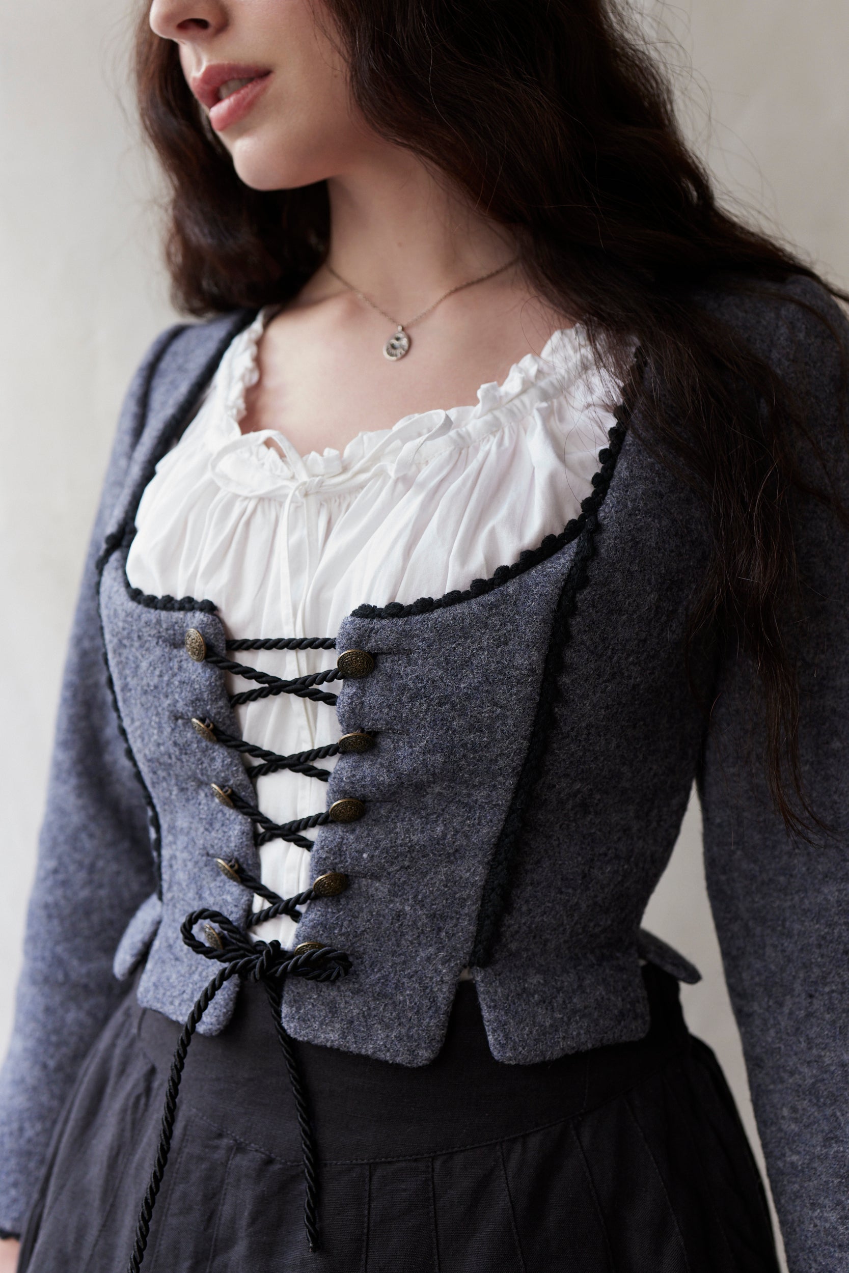 "Aneta" corset jacket in grey wool