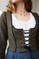 "Aneta" corset jacket in moss green wool