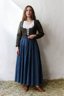 "Aneta" corset jacket in moss green wool