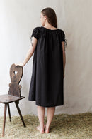 "Cosima" black shift dress with short sleeves