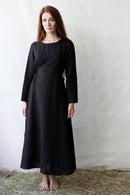 Robe 'Elina' longue en lin noir