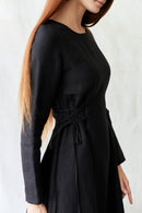 Robe 'Elina' longue en lin noir