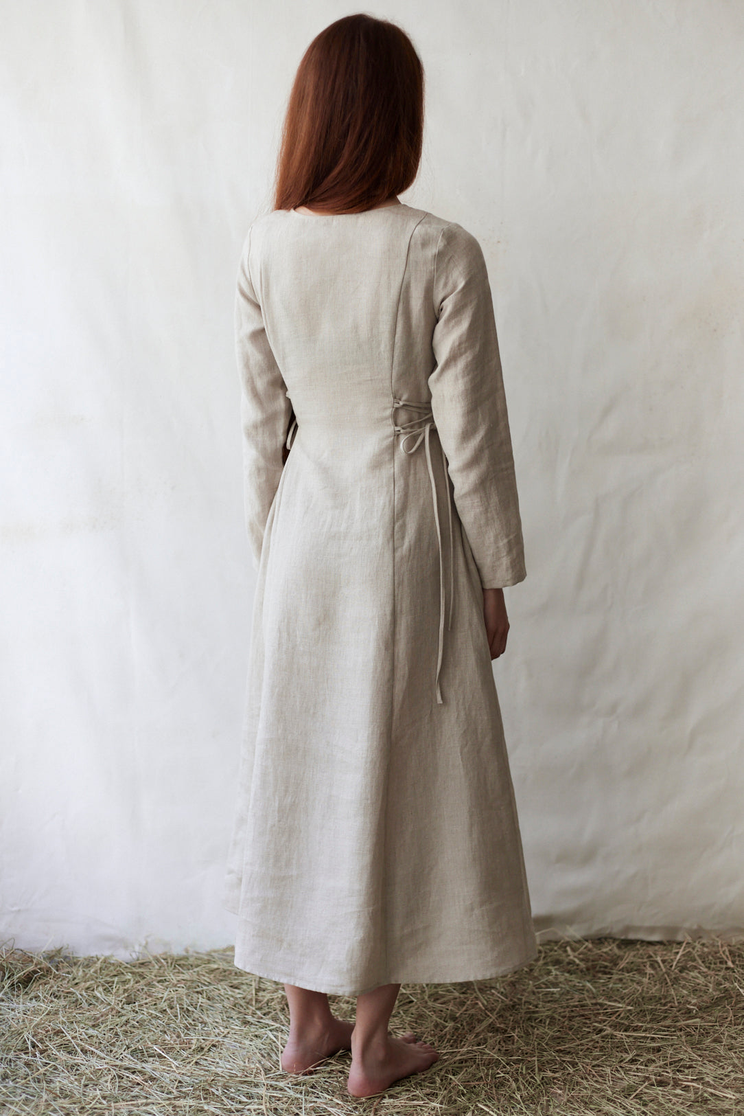 linen wrap dresses Robe 'Elina' longue en lin naturel bio nat linen / M