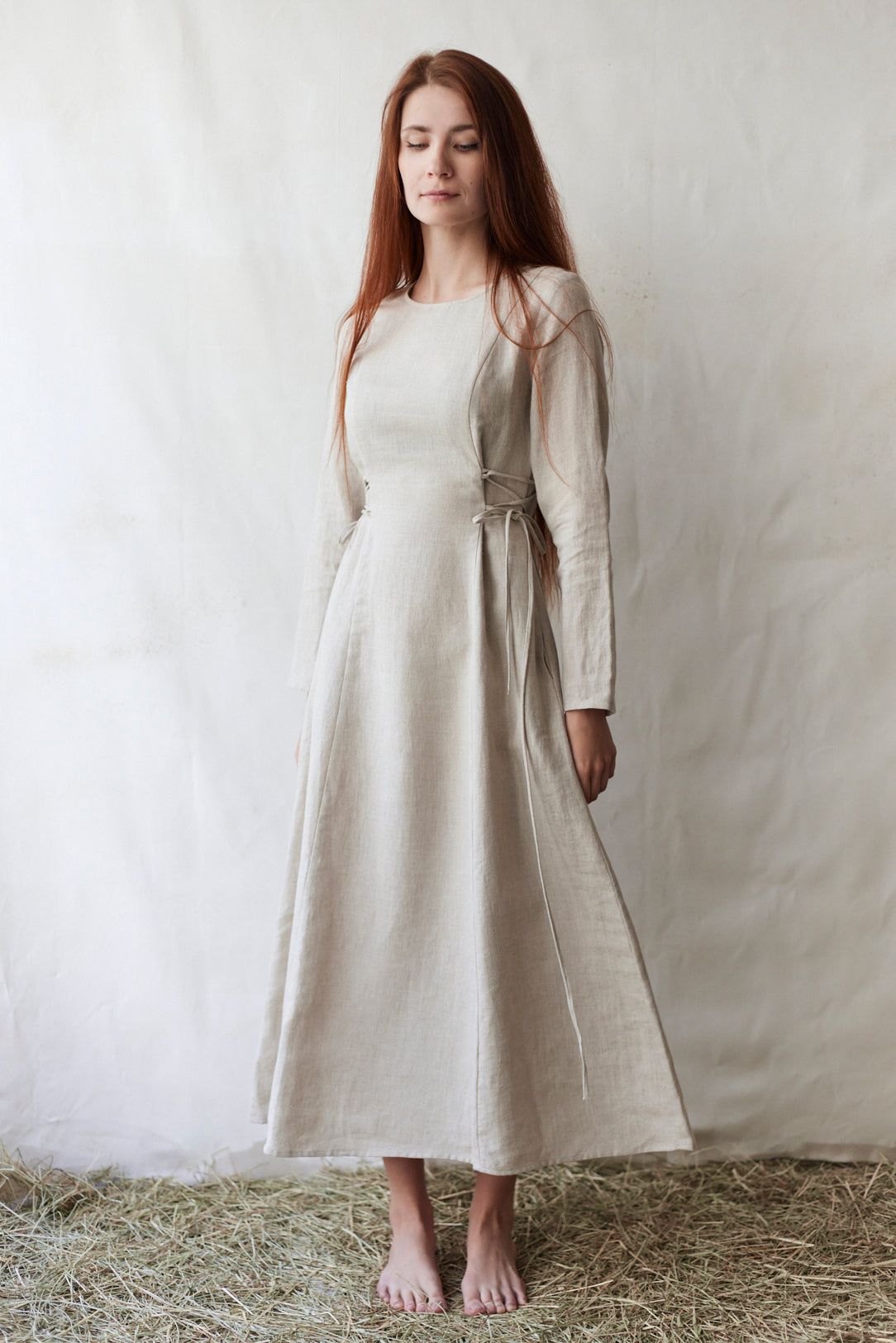 Robe 'Elina' longue en lin naturel