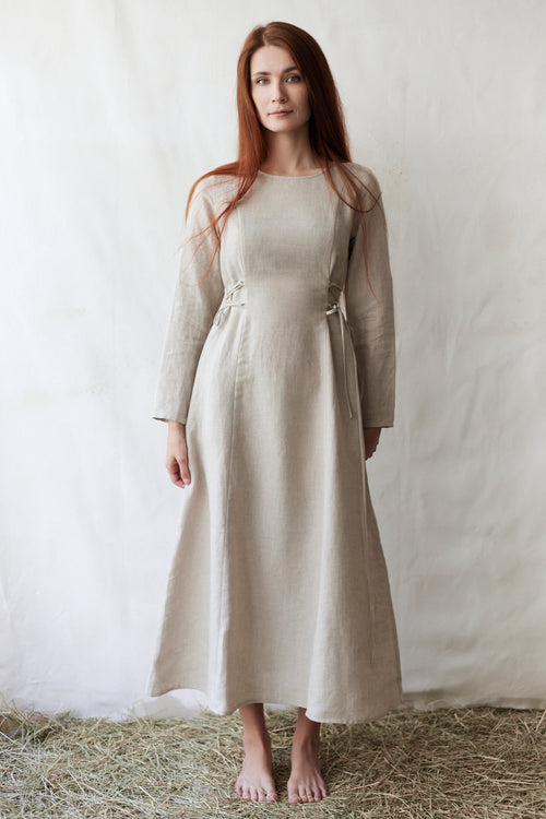 Robe 'Elina' longue en lin naturel