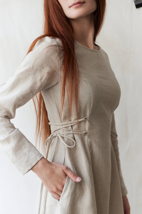 Robe 'Elina' longue en lin naturel