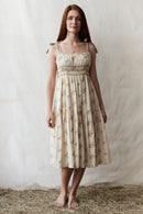 "Emily" eyelet fabric dress shoulder ribbons cream