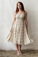 "Emily" eyelet fabric dress shoulder ribbons cream