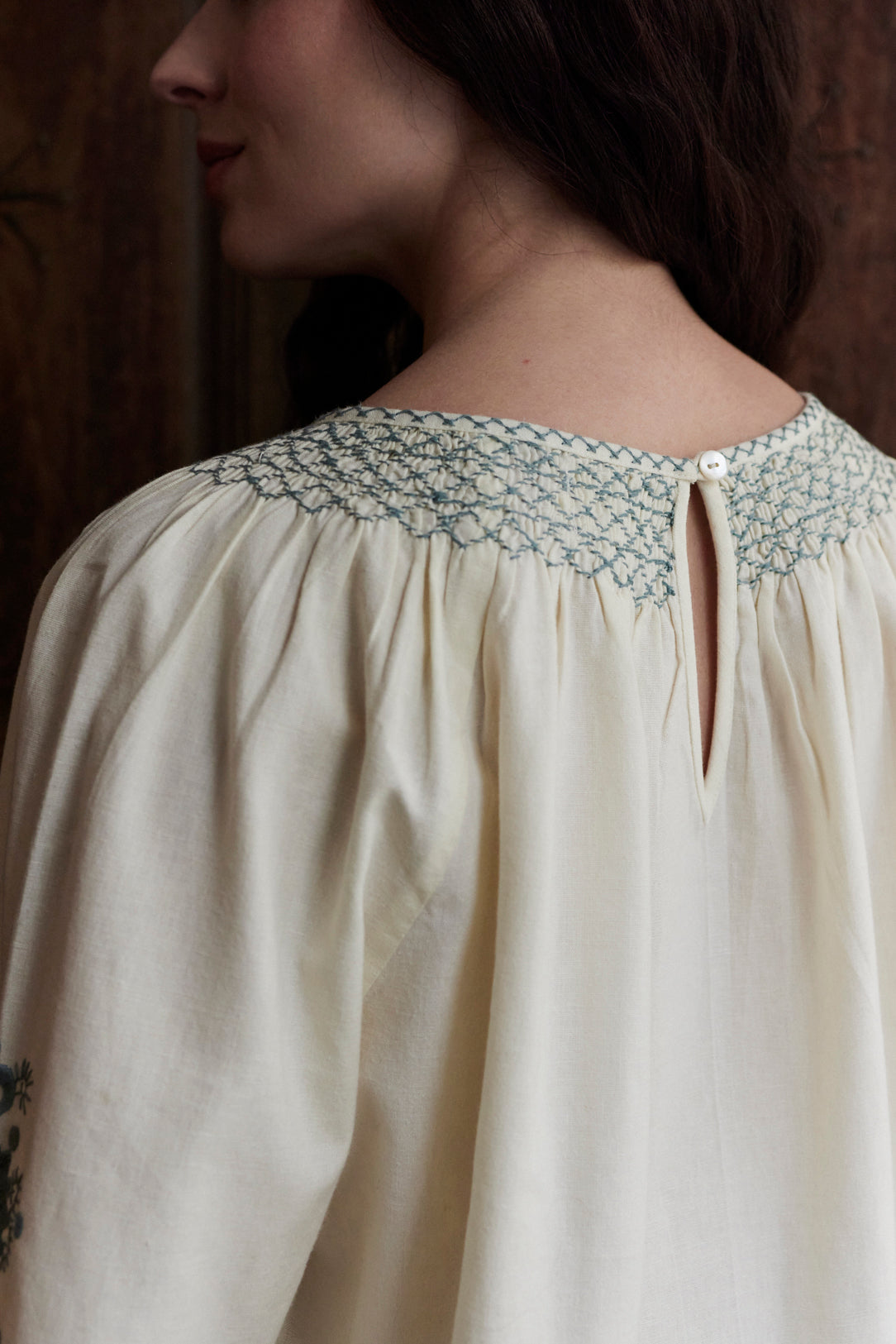 Blouse "Kalia" en coton brodé creme