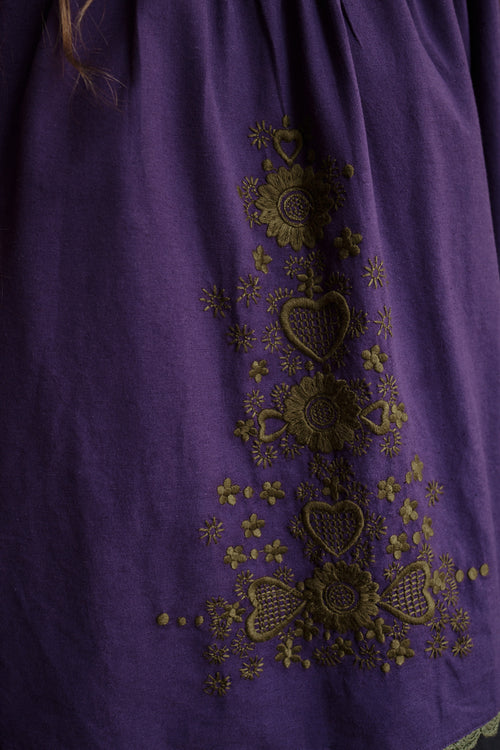 Blouse "Kalia" en coton brodé violet