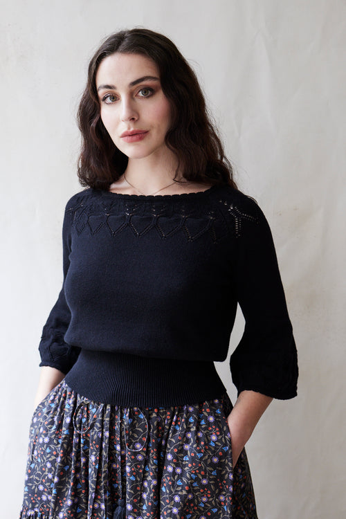 “Malva” cotton cachemire knit black