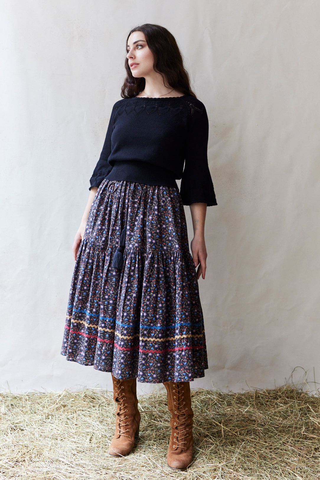 “Malva” cotton cachemire knit black