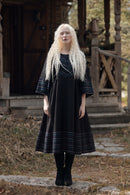 Robe “Marica” à plastron en coton noir et rayé