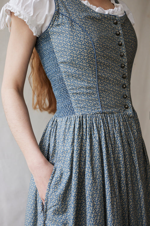 "Matilda" blue leaves cotton dress