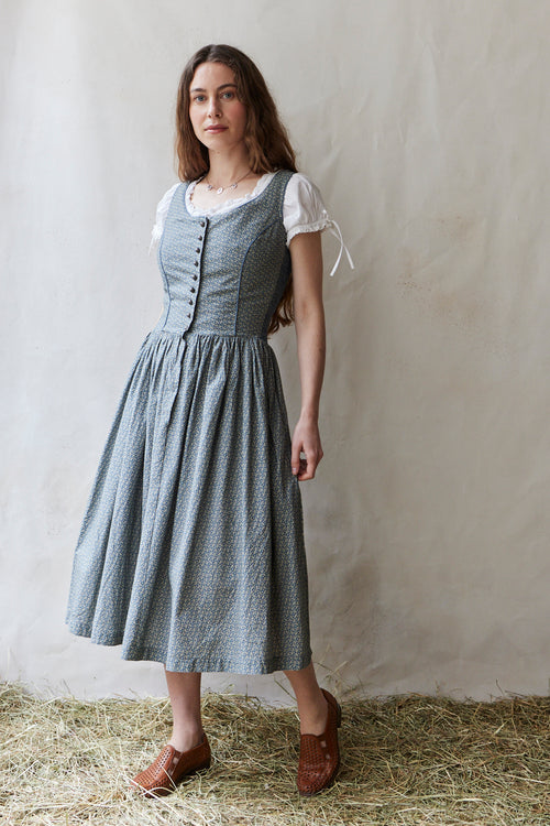 "Matilda" blue leaves cotton dress