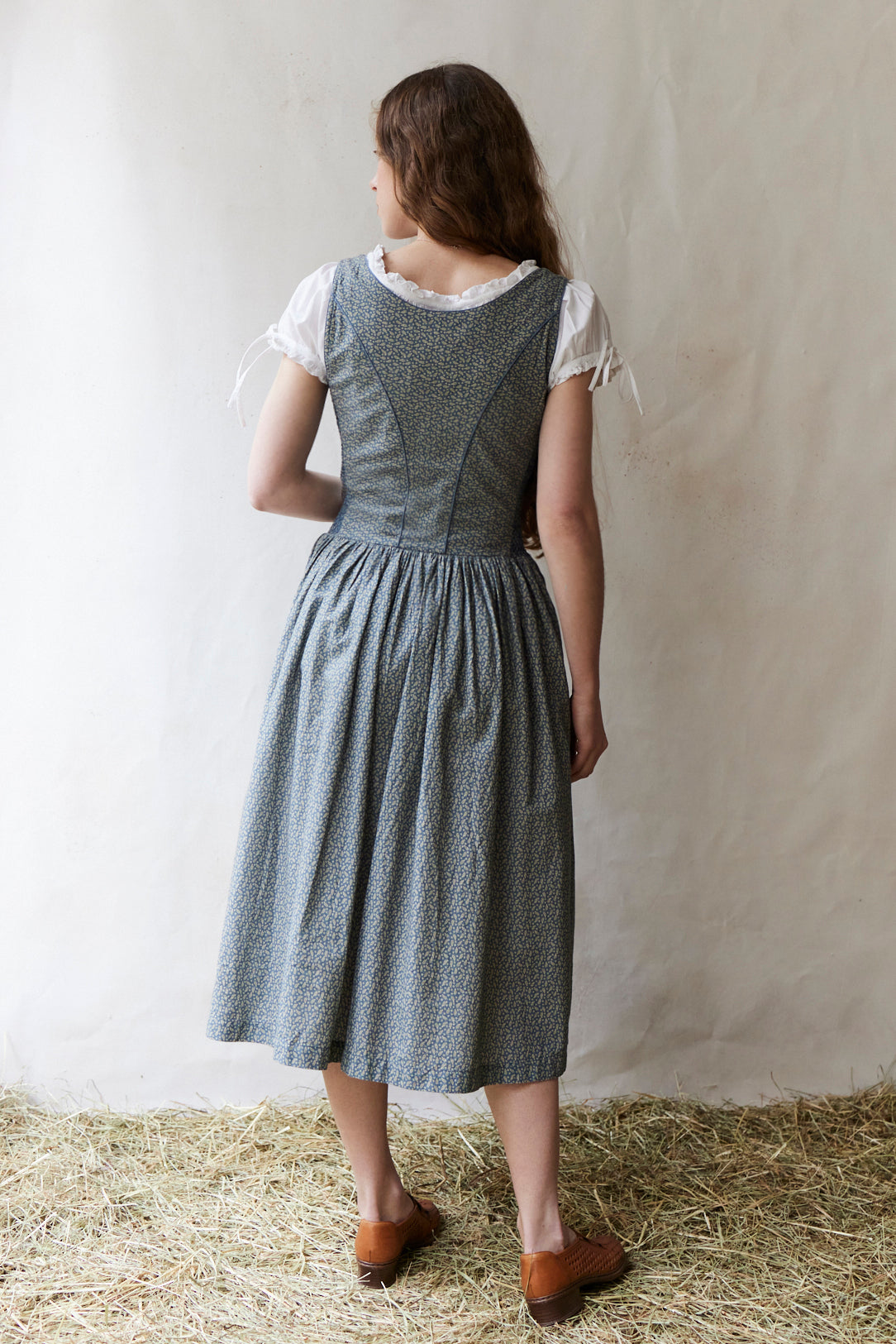 "Matilda" blue leaves cotton dress