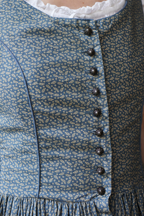 "Matilda" blue leaves cotton dress