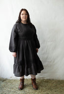 Robe 'Misha' longueur midi en lin noir