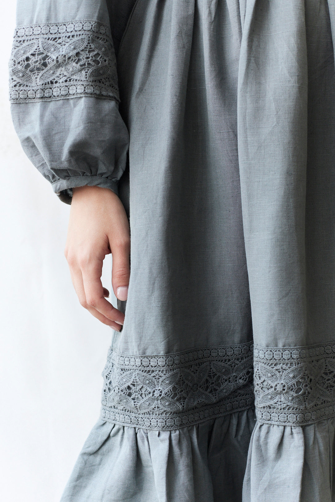 "Misha" linen dress midi length lagoon