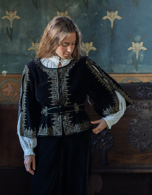 "Nelda" embroidered velvet jacket