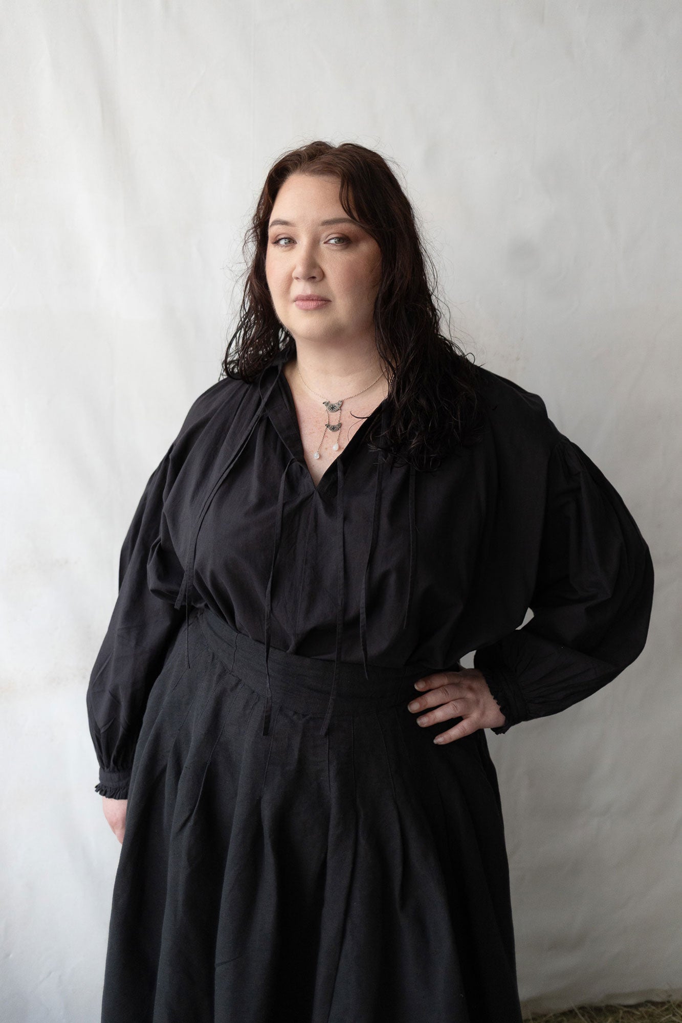 Pia Black cotton voile blouse S/M / Black