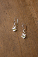 Boucles d'oreille "Primula minor" en argent et péridot