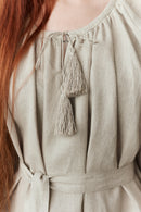Robe "Svetlana" en lin naturel et dentelle de lin