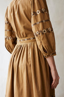 "Tabea" embroidered crossover dress caramel