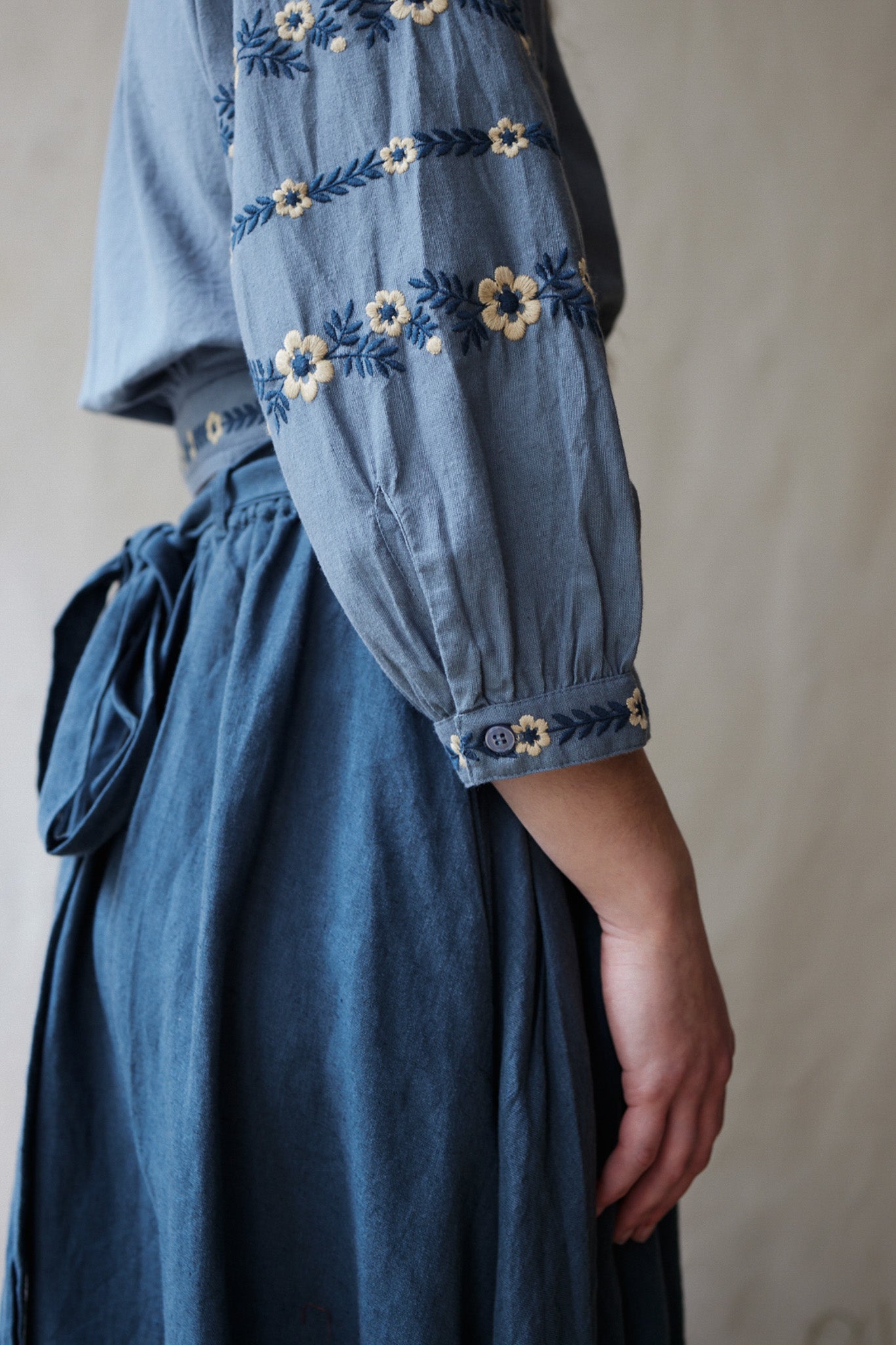 "Tabea" embroidered crossover top lagoon