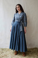 "Tabea" embroidered crossover top lagoon