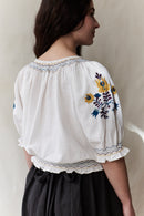 "Timea" blouse with embroidered Matyó flowers white