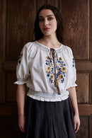 "Timea" blouse with embroidered Matyó flowers white