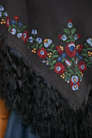 "Timea" black stole with embroidered Matyó flowers red