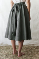 "Vineta" linen midi skirt sage green
