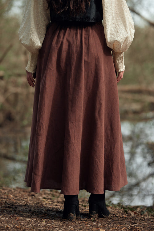 Jupe longue "Vineta" en lin couleur bois de rose